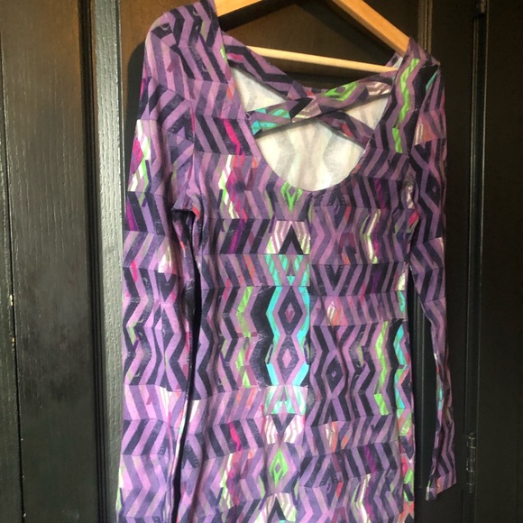 Purple Cotton/Spandex Print Body-con Dress - Picture 10 of 10